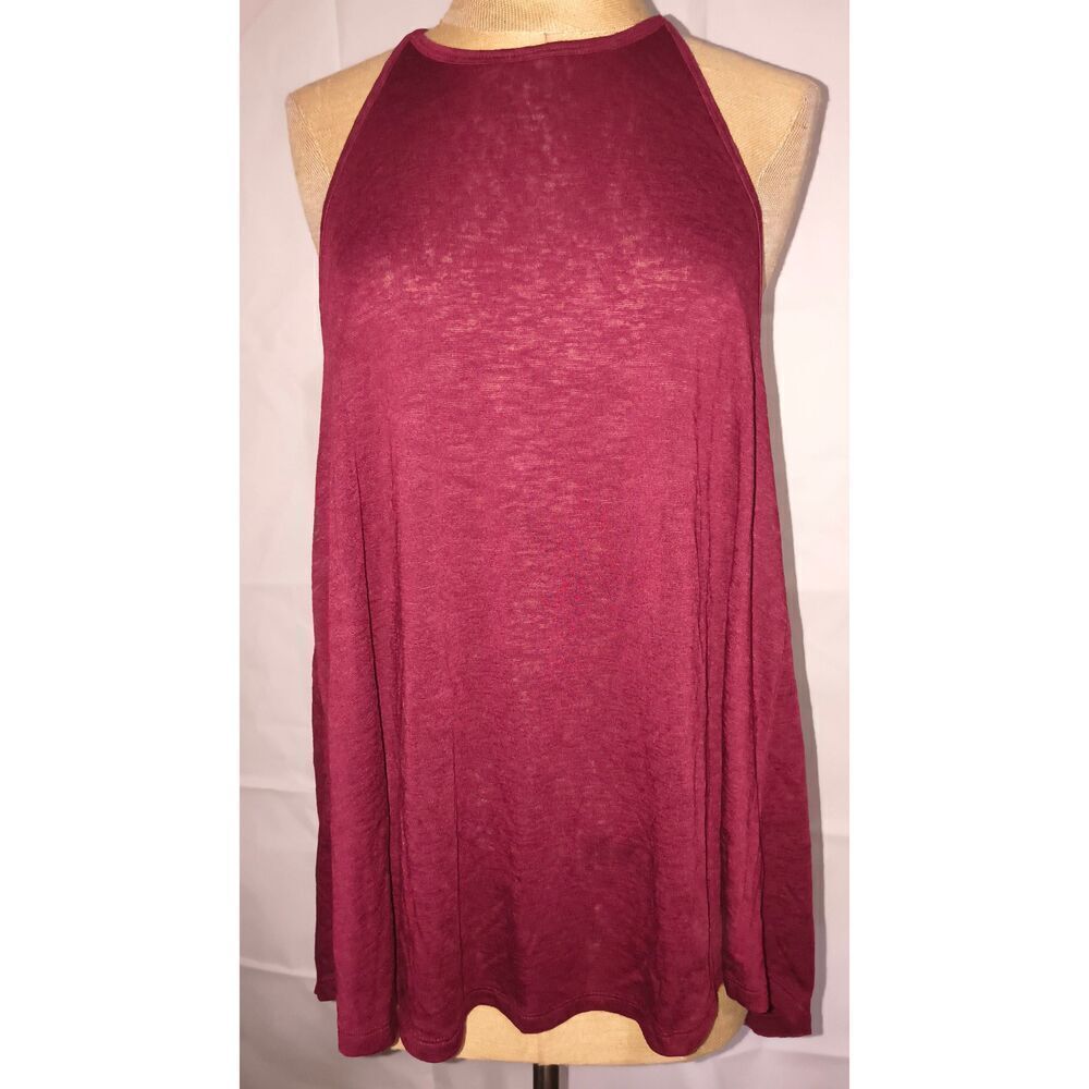 Athleta Maroon Tank Shirt Gym workout layering Small